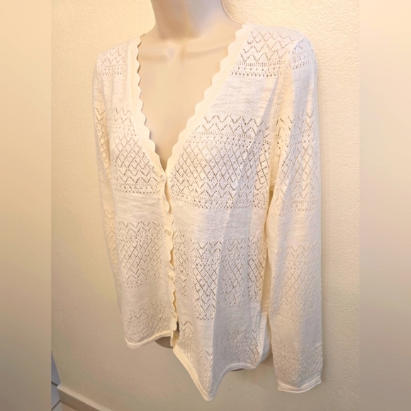 NWT Frye Ladies Cream Cardigan Sweater with Intricate Knit Design - Picture 3 of 6